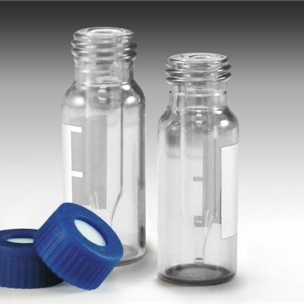 Vial Kit, QSERT 200uL Clear Glass w/Screw Caps, Non-slit Silicone/PTFE Septa, 100/pk