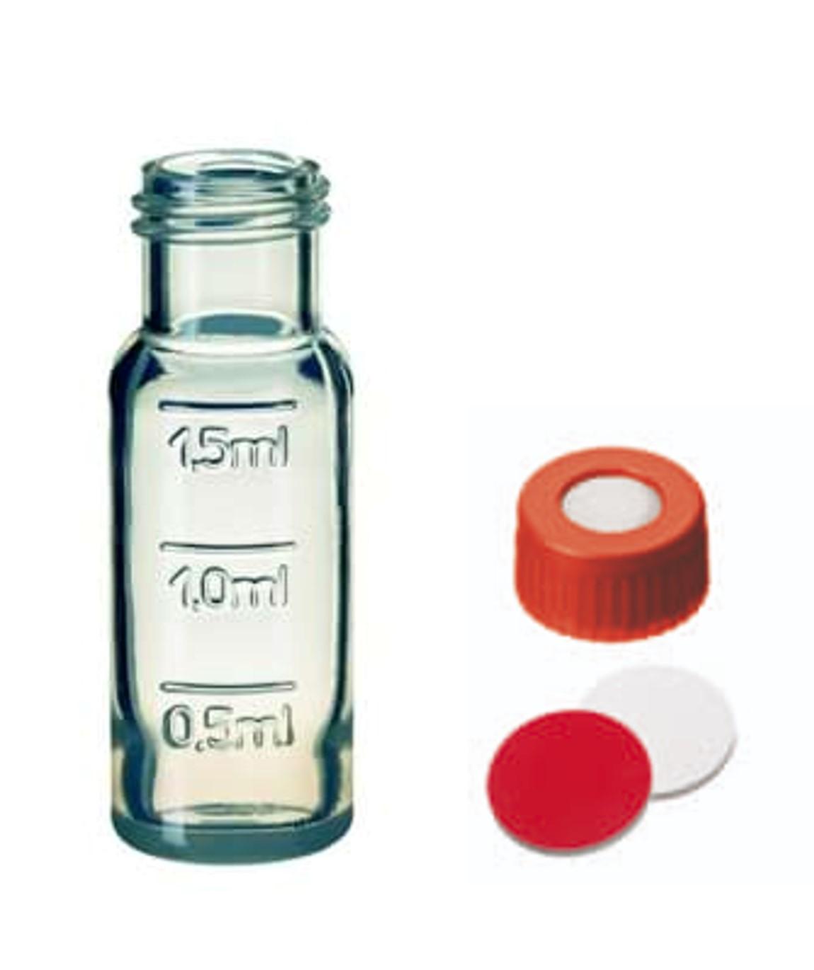 Vial Kit, 1.5mL Clear Polypropylene w/Screw Caps and Non-slit Silicone/PTFE Septa, for IC, 100/pk