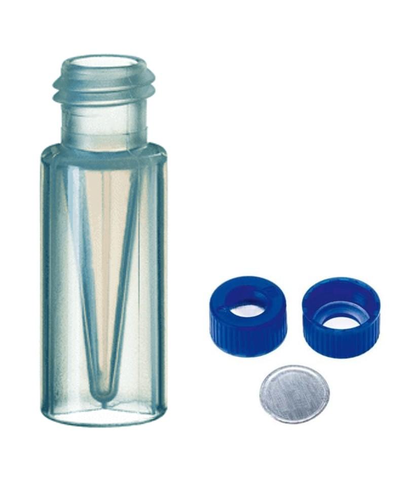 Vial Kit, PFAS, 300uL Clear Polypropylene w/Screw Caps and PP/Silicone Septa, 100/pk