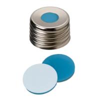 Vial Caps, Headspace, 18mm Silver Magnetic Steel, Screw Thread with Silicone/PTFE Septa, 100/pk