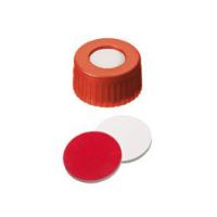Vial Caps, 9mm for 1.5mL Vials, Screw Thread w/Non-slit Silicone/PTFE Septa, 100/pk, No Vials