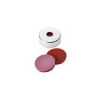 Vial Caps, Headspace, 20mm Steel Crimp, w/Ultra High Temp (Red) Silicone/PTFE Septa, 100/pk
