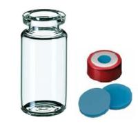 Vial Kit, 10mL Headspace w/Magnetic Crimp Caps and Silicone/PTFE Septa, Round Bottom, 100/pk