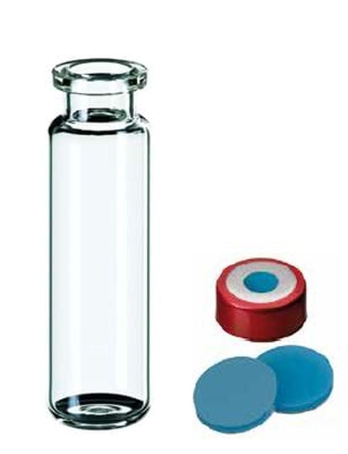 Vial Kit, 20mL Headspace w/Magnetic Crimp Caps and Silicone/PTFE Septa, Round Bottom, 100/pk