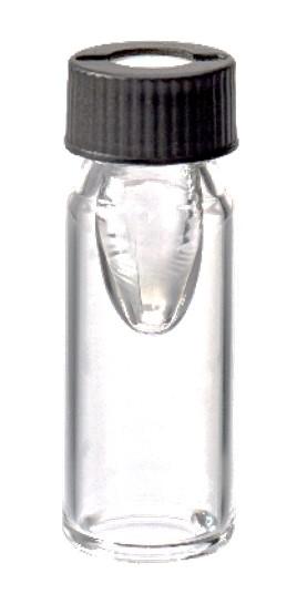Vial Kit, Shim-vial H, 150uL Clear Glass w/Screw Caps and Non-Slit PTFE/Silicone Septa, 100/pk