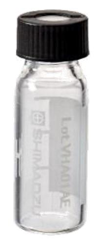 Vial Kit, Shim-vial S, 1.5mL Clear Glass w/Screw Caps and Pre-Slit PTFE/Silicone Septa, 100/pk